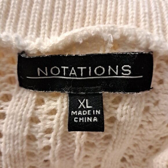 Vintage Notations Women’s XL Ivory Pointelle Knitted Button Cardigan Sweater - Picture 11 of 11
